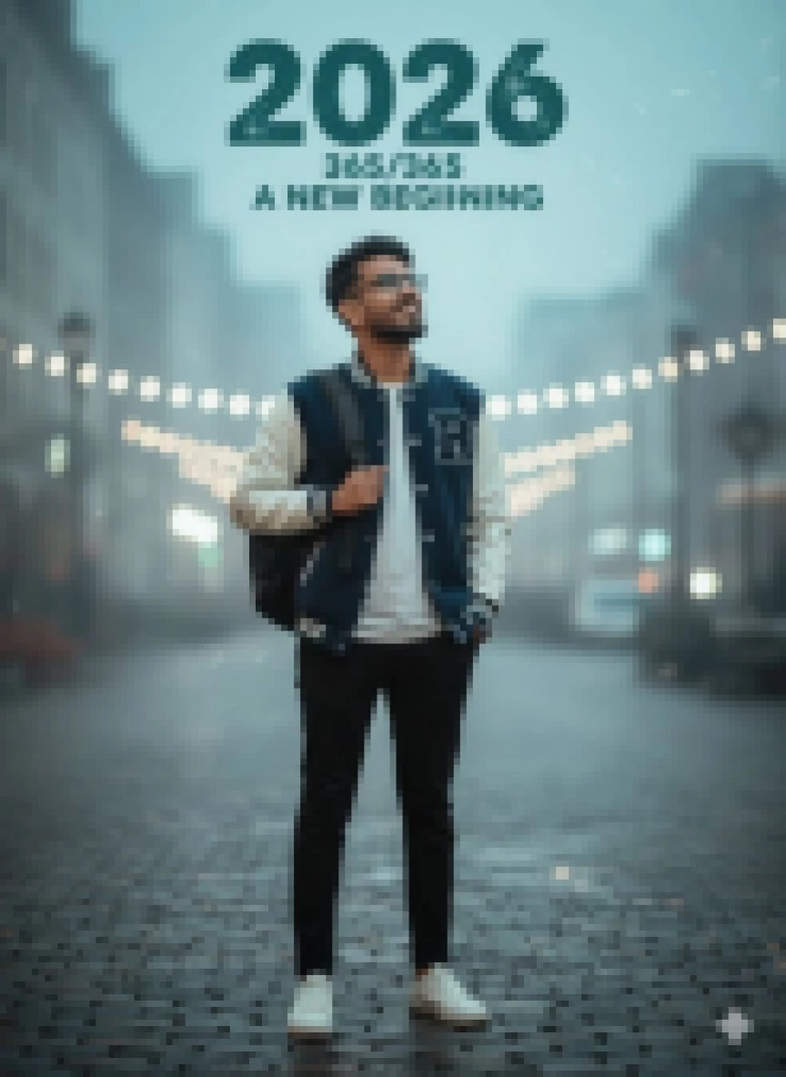 2026 A New Beginning Motivational Portrait on a City Street
