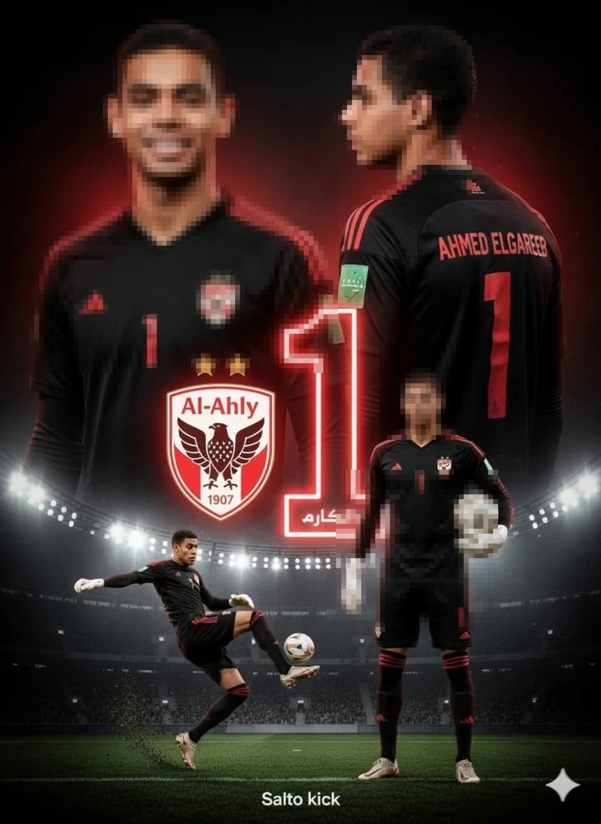 Ahmed Elgareeb Al Ahly Goalkeeper in Black Jersey Number 1 on Football Field