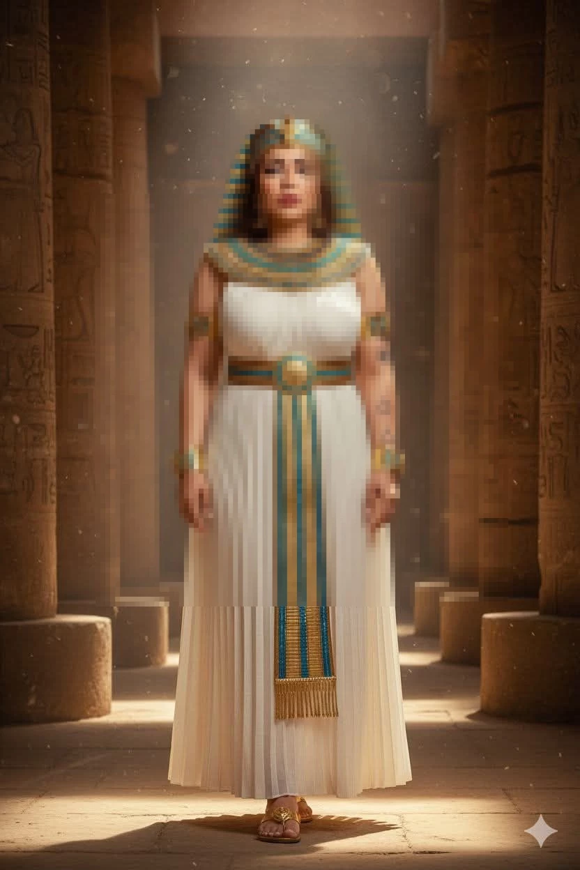 Ancient Egyptian Queen Portrait in Traditional Royal Attire