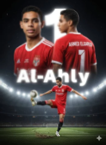 Ahmed Elgareeb Wearing Al Ahly Jersey Number 1 in Football Stadium