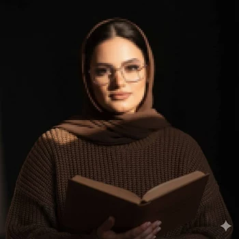 Elegant Woman in Brown Hijab Reading a Book Under Warm Dramatic Light