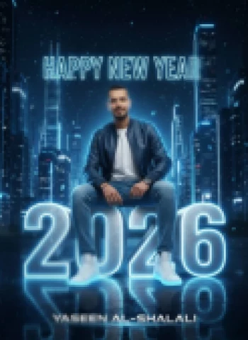 Futuristic Happy New Year 2026 Portrait in a Neon Cityscape