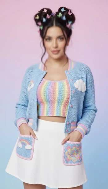 Playful Pastel Fashion Portrait with Colorful Butterfly Hair Accessories