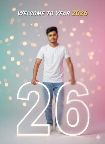 Welcome to 2026 New Year Celebration with Glowing Numbers Studio Portrait